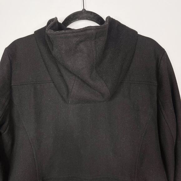 Michael Michael Kors Womens 14 Black Wool Blend Hooded Peacoat Jacket Gold - Picture 7 of 12